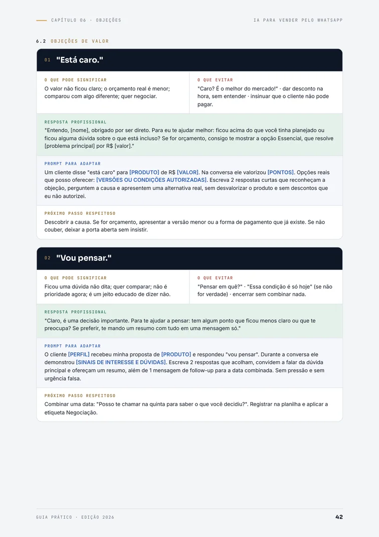 Página do capítulo 6: objeções